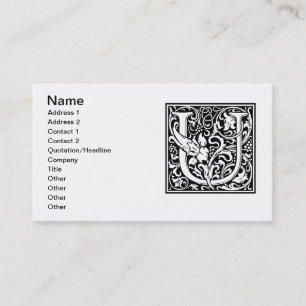 Cartão De Visita Letra U Monograma Medieval Arte Nova