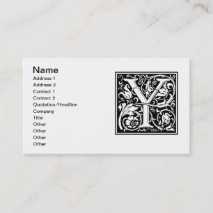 Cartão De Visita Letra Y Monograma Medieval Arte Nova