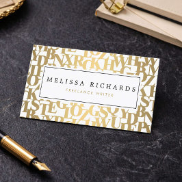 Cartão De Visita Letras de Abstrato Dourada III para autores, escri