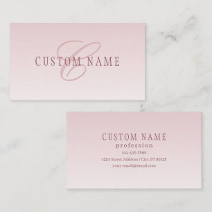 Cartão De Visita Letras Elegantes & Monograma   Rose Ombre