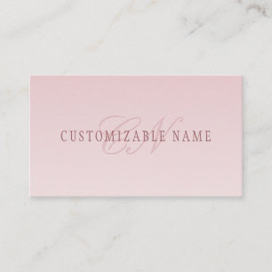 Cartão De Visita Letras Elegantes & Monograma Rose Ombre