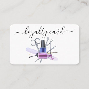 Cartão De Visita Leyalty Card Watercolor Nail Salon Polonês
