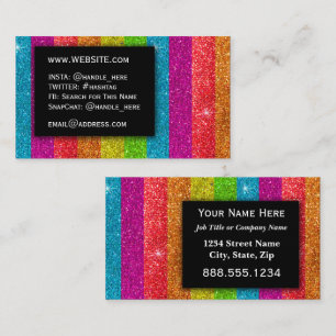 Cartão De Visita LGBTQ Pride Glitter Arco-Íris Invólucro Artista