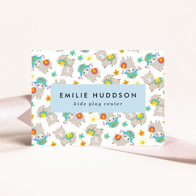 Cartão De Visita Lhamas bonitas, Kids Play Center, Centro de Ativid (Criador carregado)