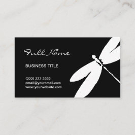 Cartão De Visita Libélula elegante preta & branca minimalista