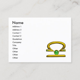 Cartão De Visita LIBRA ZODIAC JEWEL Green Emerald e Dourada Metáli