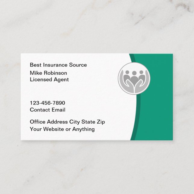 Cartão De Visita Licensed Insurance Agent Modern Business Cards (Frente)