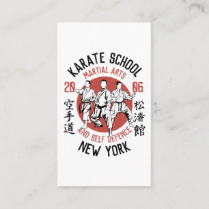 Cartão De Visita Lições de artes marciais com ilustração vermelha b