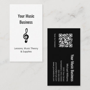 Cartão De Visita Lições de educação musical Código QR Clef Treble