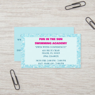 Cartão De Visita Lições de natação de Piscina azul