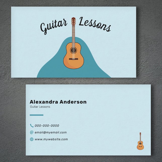 Cartão De Visita Lições de Violão Acústico (Acoustic Guitar Lessons Business Card)