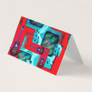 Cartão De Visita Lições/Música de Violão de Colagem de Mod Abstrato