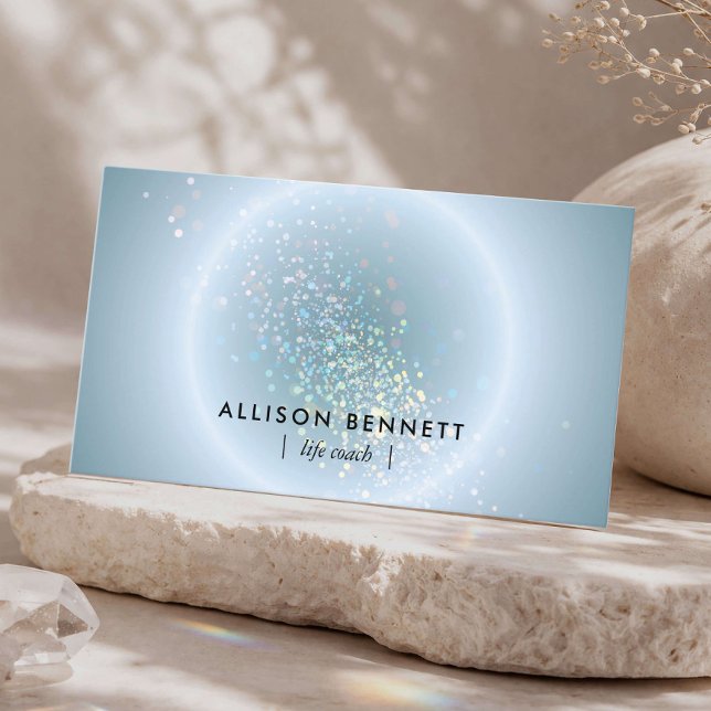Cartão De Visita Life Coach Celestial Glow Minimal Dusty Blue (Criador carregado)