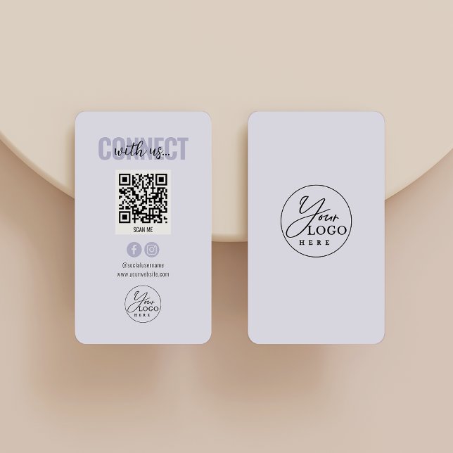 Cartão De Visita Ligação Roxa com o Código QR de Mídia Social Ameri (Criador carregado)
