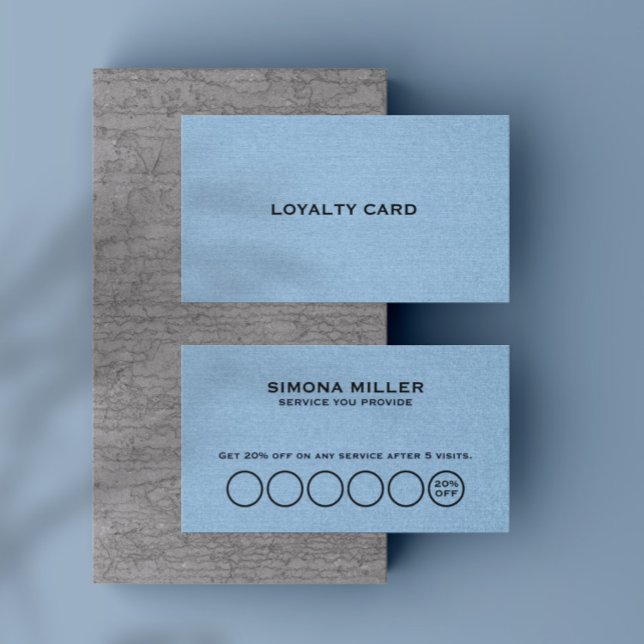 Cartão De Visita Light Blue Linen Texture Loyalty Card (Criador carregado)