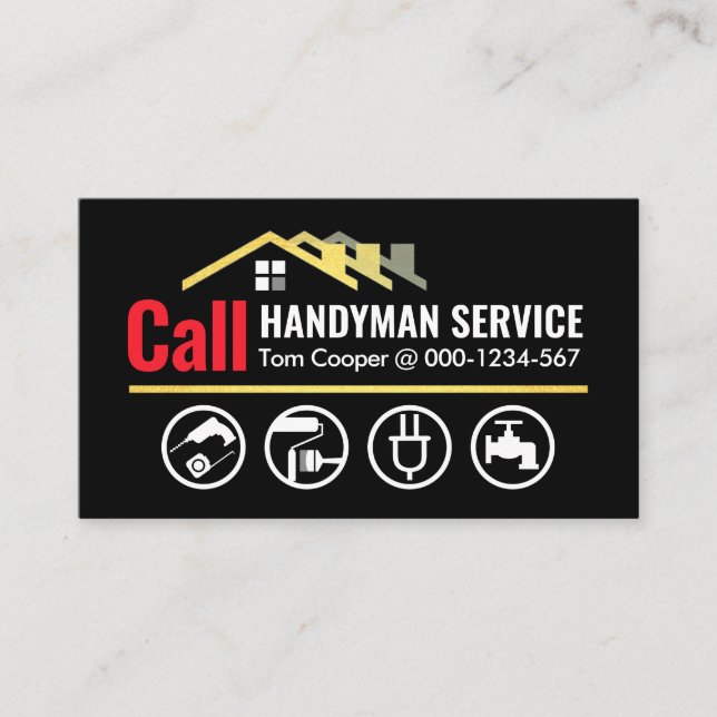 Cartão De Visita Ligue para o Home Handyman (Frente)