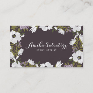 Cartão De Visita Lilac Anemone Blooms Personalizados Floral