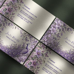 Cartão De Visita Lilac Peacock Floral Negócios