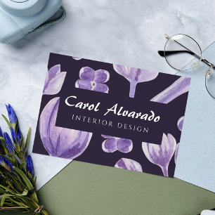 Cartão De Visita Lilac Rústico Rústico da Aquarela