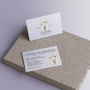 Cartão De Visita Lilás Bege Menina Flor de Dente-de-Leão Florista F