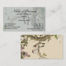 Lilases Roxos e Brancos com Pássaro Chinês Antiqua