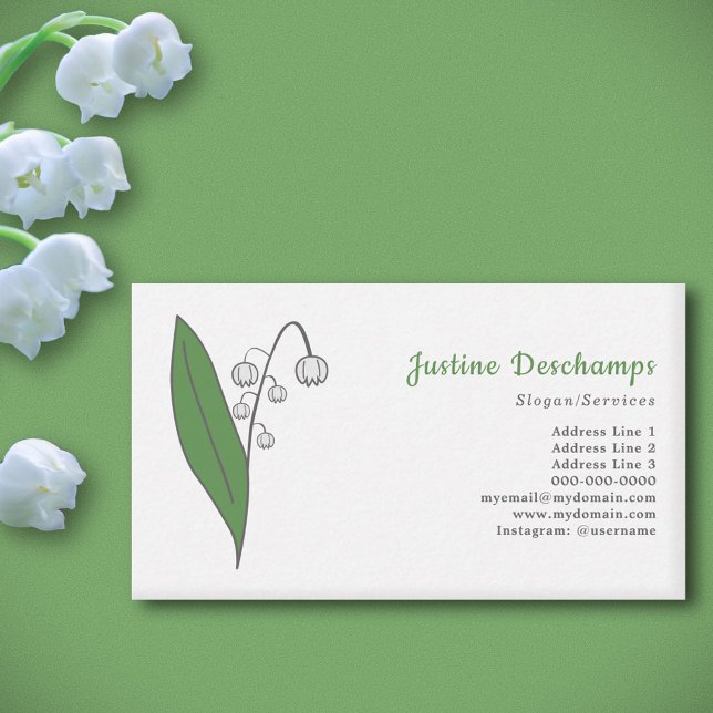 Cartão De Visita Lily Botânica da Flor Pastel do Vale (Botanical Lily of the Valley Business Card)