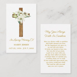 Cartão De Visita Lily Cross Memorial Funeral Prayer Card