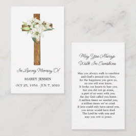 Cartão De Visita Lily Cross Memorial Funeral Prayer Card