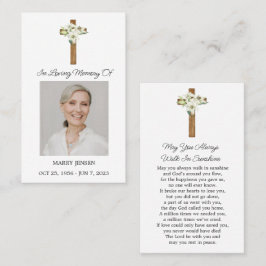 Cartão De Visita Lily Cross Memorial Photo Funeral Prayer Card