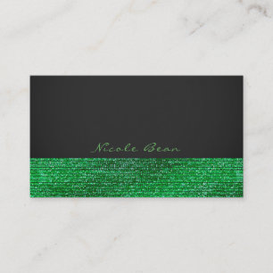 Cartão De Visita Lima Verde Moderno Glam Sequins Elegante Chic