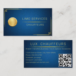 Cartão De Visita Limo Driver e Chauffeur Service Blue QR