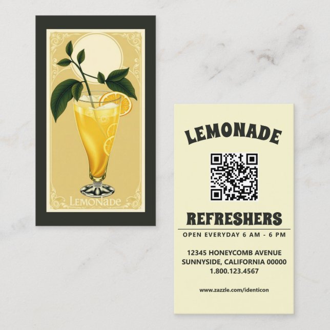 Cartão De Visita LIMONADA com código qr (Frente/Verso)