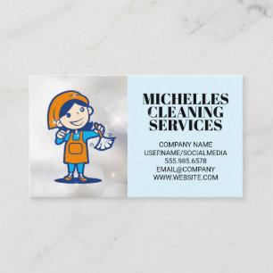 Cartão De Visita Limpando logotipo de mulher   Serviços doméstico
