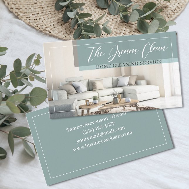 Cartão De Visita Limpando o Serviço Limpo de Casa Moderno (Criador carregado)