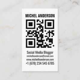 Cartão De Visita Limpar código Qr vertical simples e branco