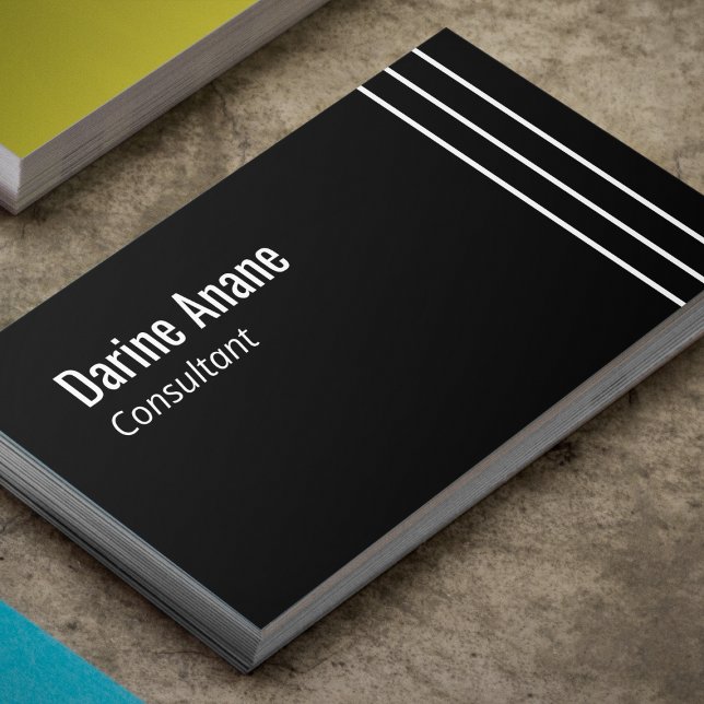 Cartão De Visita Limpar o preto e branco elegante profissional (Criador carregado)