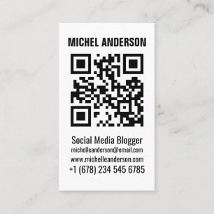 Cartão De Visita Limpe o código vertical branco simples do qr