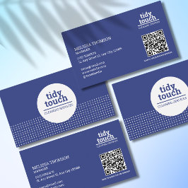 Cartão De Visita Limpeza Clássica de Bolinhas Azuis Azuis