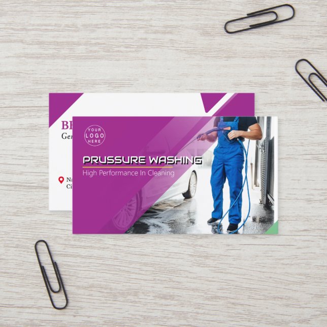 Cartão De Visita Limpeza da casa de lavagem de energia por pressão (Frente/Verso In Situ)