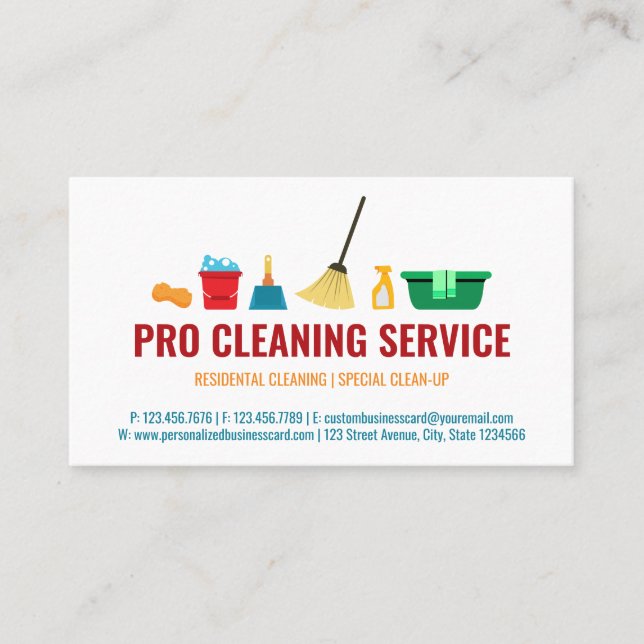 Cartão De Visita Limpeza da empregada de limpeza da casa de suprime (Frente)