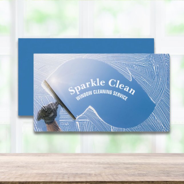 Cartão De Visita Limpeza da janela de aperto de lar profissional (Professional Housekeeping Squeege Window Cleaning Business Card)