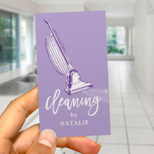 Cartão De Visita Limpeza de Casa Aspirador Retro Lavanda