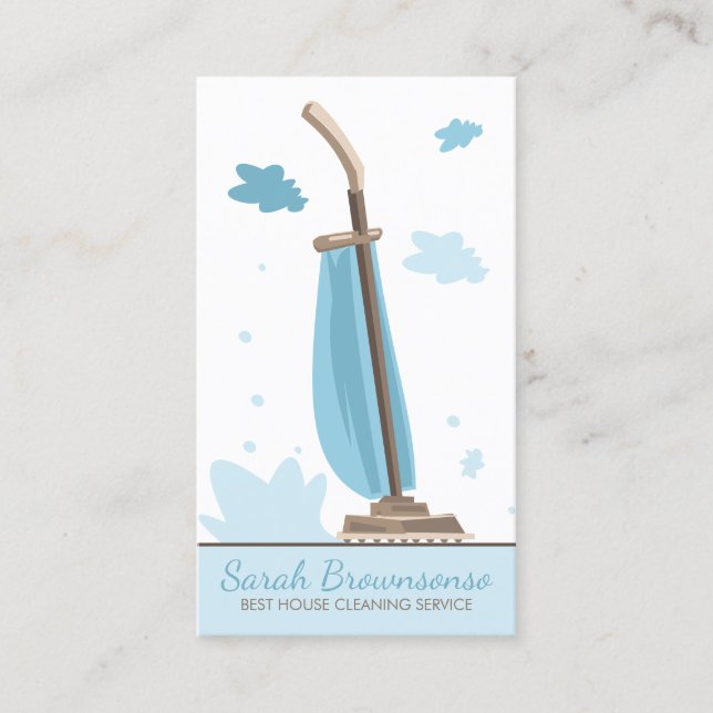 Cartão De Visita Limpeza de Casa Azul Moderna de Vácuo (Frente)