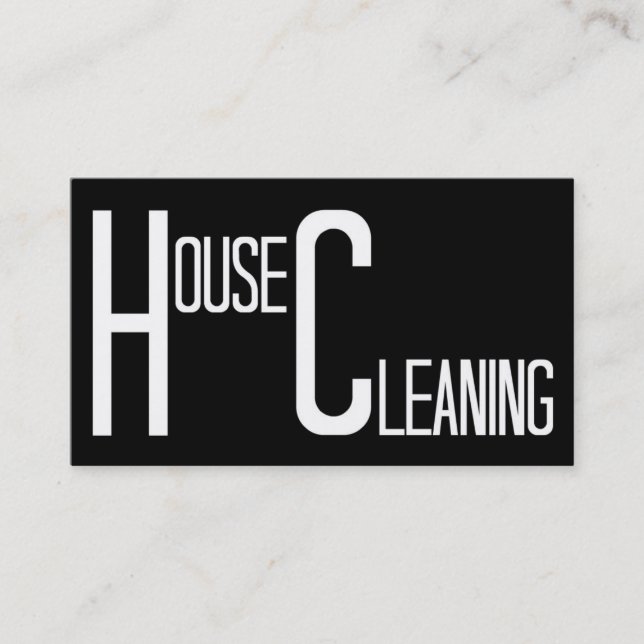 Cartão De Visita Limpeza de Casa em Preto e Branco (Frente)