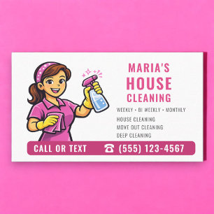 Cartão De Visita Limpeza de Casa Rosa