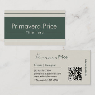 Cartão De Visita Limpeza do Código QR Verde Verde Escuro Minimalist