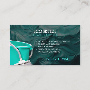 Cartão De Visita Limpeza do Escritório de Ondas de Teal Sleek
