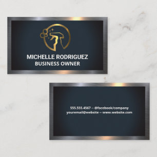 Cartão De Visita Limpeza do logotipo   Borda metálica