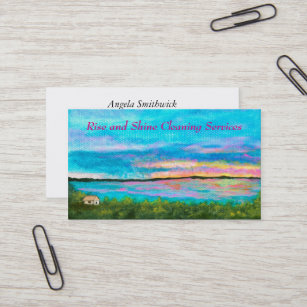 Cartão De Visita Limpeza do nascer do sol da praia do litoral da