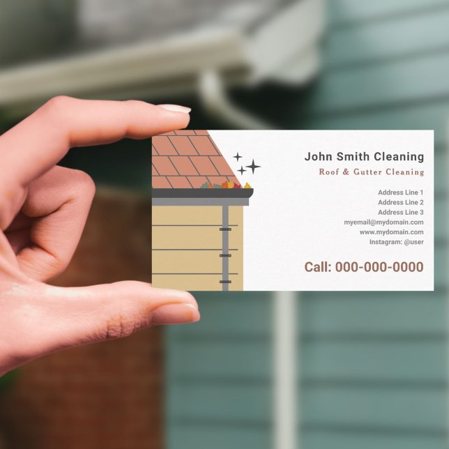 Cartão De Visita Limpeza do Telhado e Aranha (Roof & Gutter Cleaning Business Card)